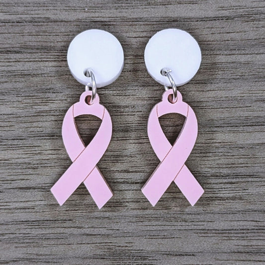 Breast Cancer Awareness Ribbon Earrings