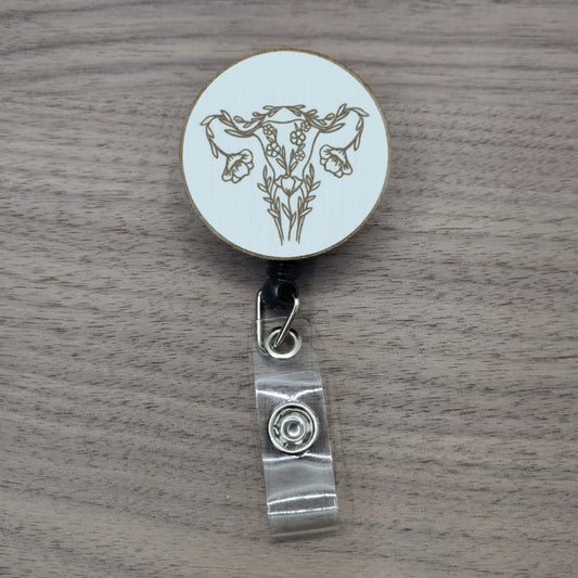 Floral Uterus Badge Reel