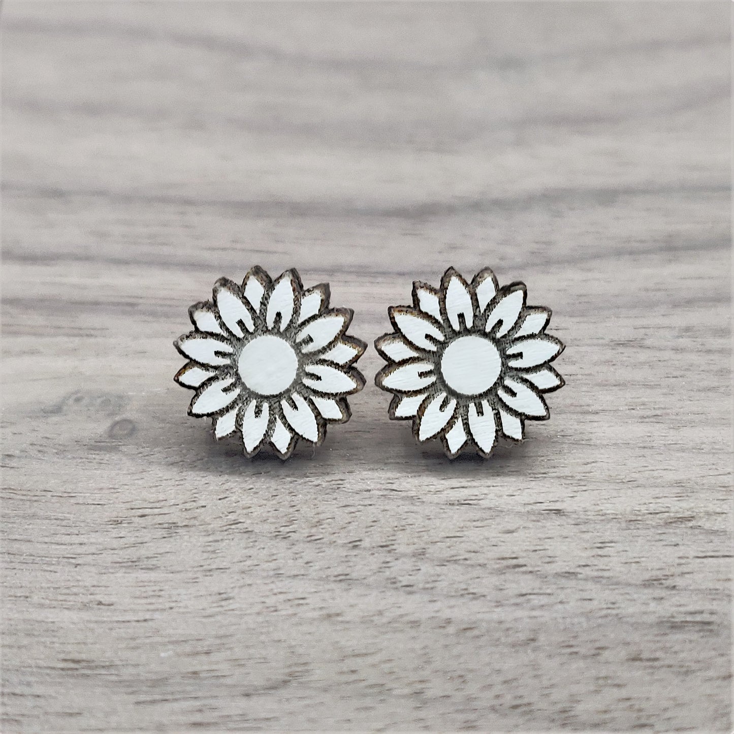 White Flower Stud Earrings