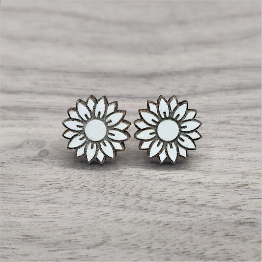 White Flower Stud Earrings