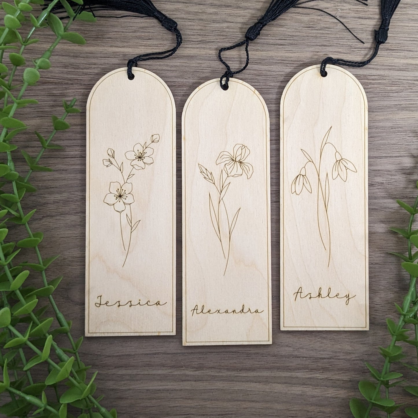 Personalized Birth Month Flower Bookmarks