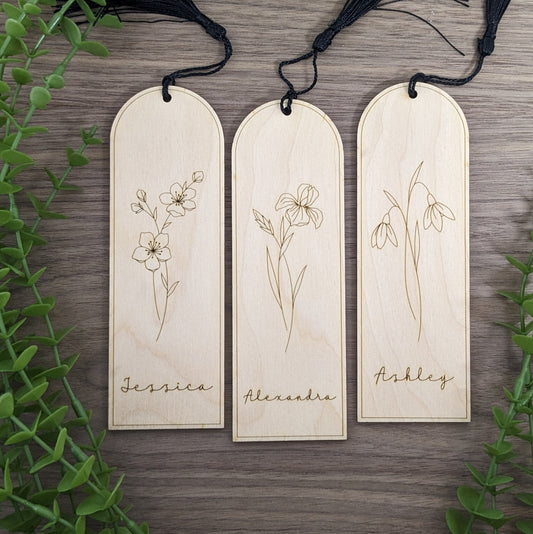 Personalized Birth Month Flower Bookmarks