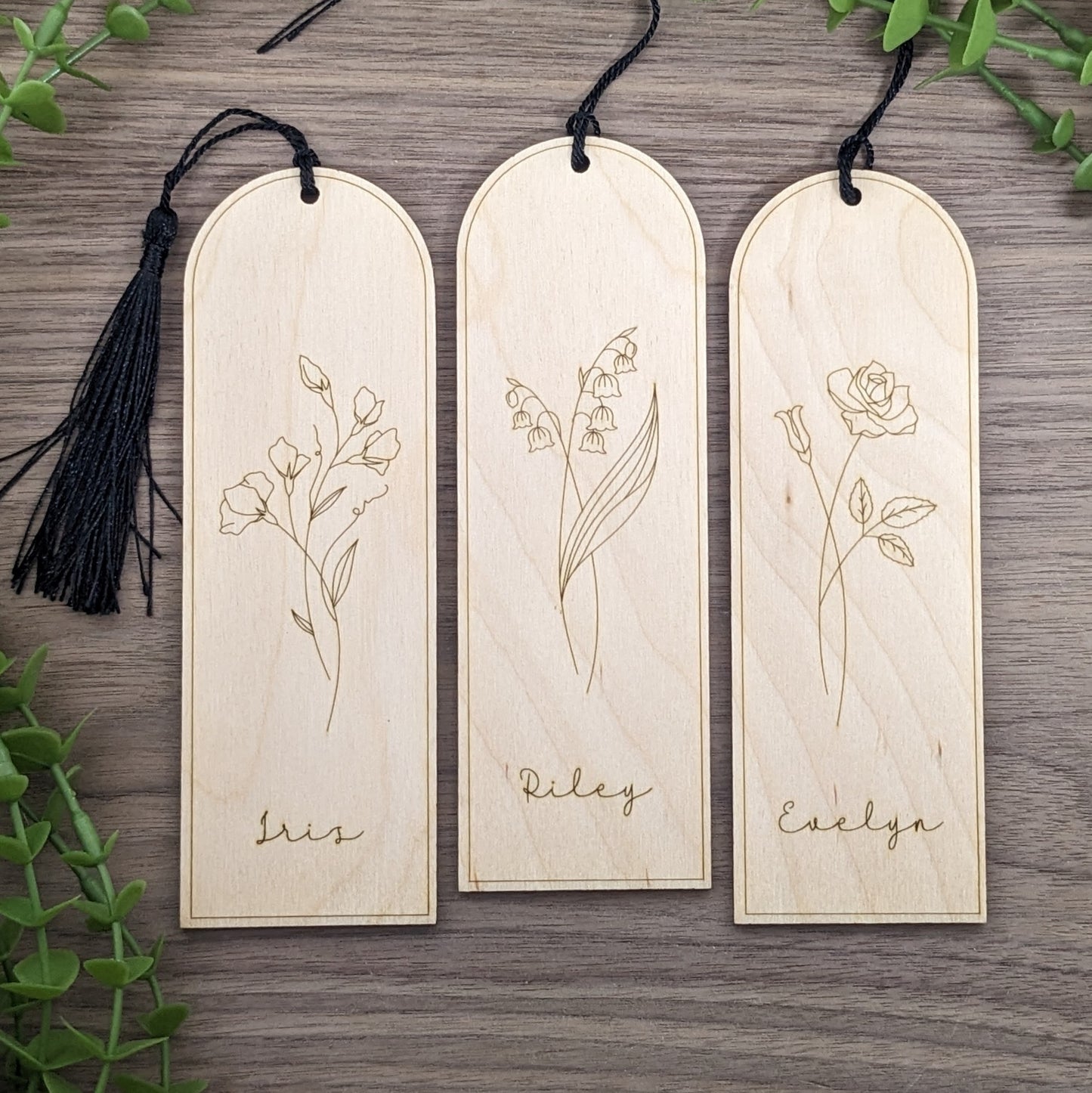 Personalized Birth Month Flower Bookmarks