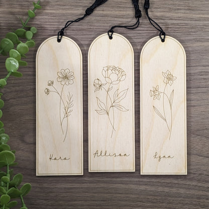 Personalized Birth Month Flower Bookmarks